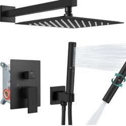 Aolemi Shower Faucet Set, High Pressure Shower System with 2-in- 1 Handheld Sprayer, Wall Mount Fixture Combo with Rough-in Valve, 12 Inch Shower Head