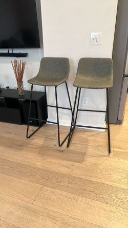 ITHACA - INDUSTRIAL GREY ECO-LEATHER BAR STOOL (SET OF 2)