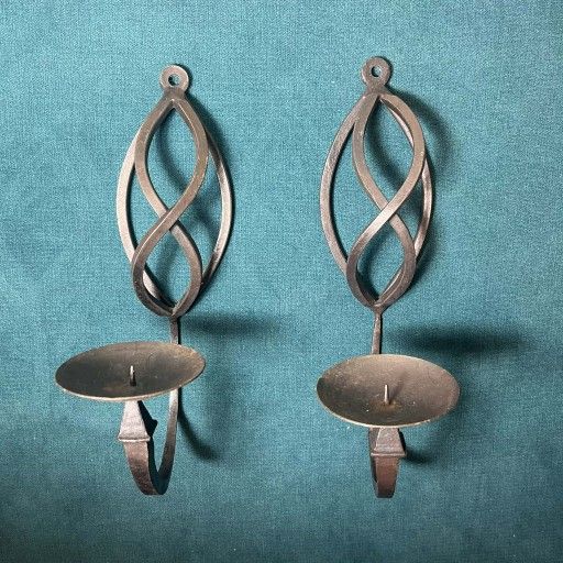 Vintage Wrought Iron Candle Sconces