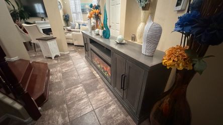 98” inches long fireplace /tv stand with beautiful colors of flames