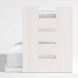Crate & Kids Abridged White Glaze Wood Kids Twin Over Full Bunk Bed with Right Ladder