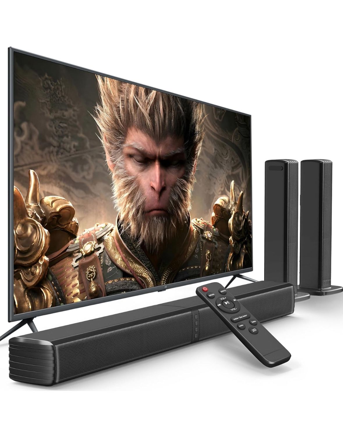 Sound Bar, Bass Speakers for Smart TV w Dual Subwoofer 3D Surround Sound System, 32 Inch 2.2CH Home Theater Audio Soundbar, HDMI ARC Connection, 2 i