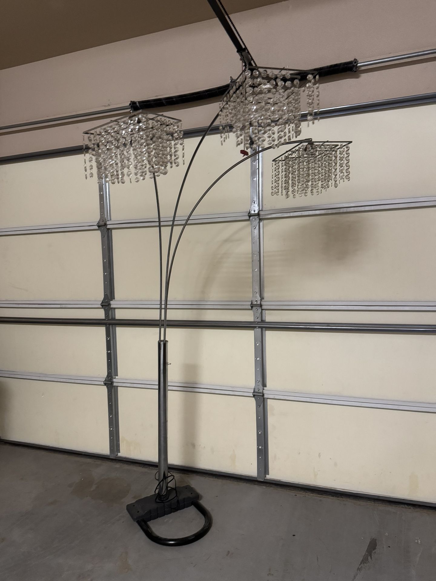 Chrome/ Silver Crystal Chandelier Floor Lamp