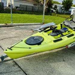 Ocean Prowler Fishing Kayak W/ Yakima Rack Roll Trailer 