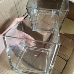 Glass Crystal Cube Clear Vases Arrangements for Wedding, Party, Table Decoration 