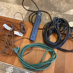 Extension Cord Lot + APC Power Strip – 10ft, 15ft, 40ft Cords – Indoor/Utility