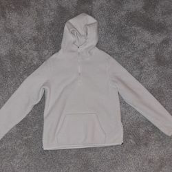 Eddie Bauer Women’s Sherpa Fleece Quarter-Zip Hoodie – Oatmeal / Cream – Size Small 