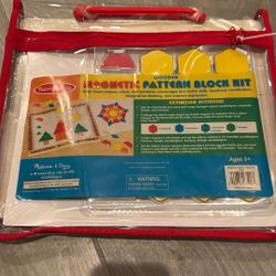 Melissa & Doug Deluxe Wooden Magnetic Pattern Blocks Set 