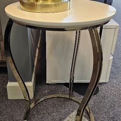 White And Gold Side Table