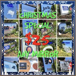 BEER BAR MAN CAVE MIRRORS SPORTS 