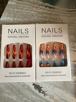 2 Packs of 24-Piece Flame Design Finger Nails