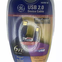 GE USB 2.0 Device Cable. High Speed 6ft Windows And Mac
