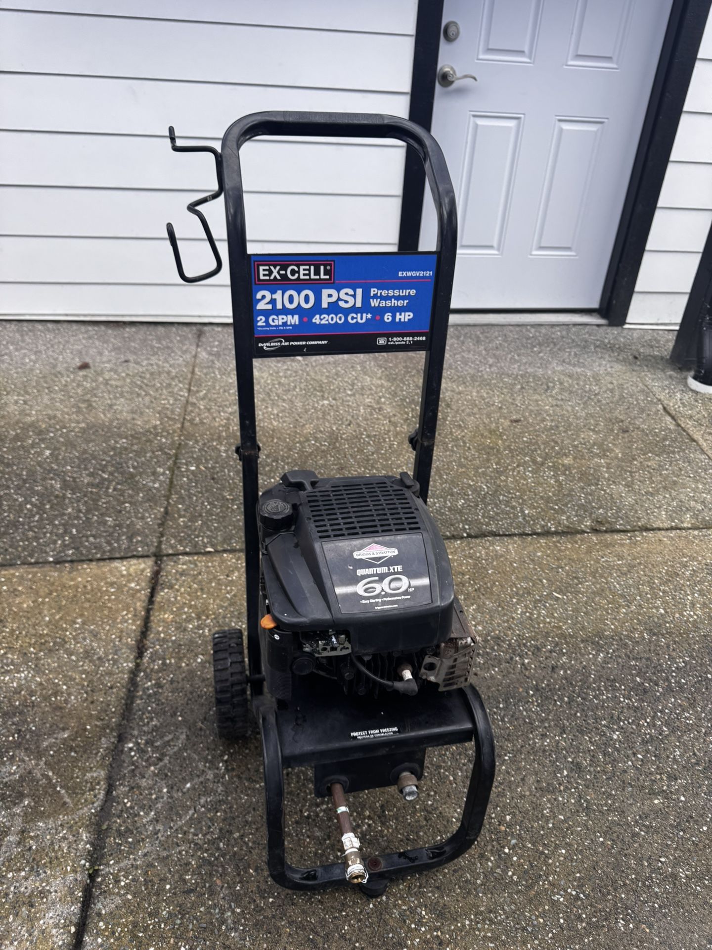 EX-CELL 2100 PSI Pressure Washer Briggs & Stratton 6.0 HP
