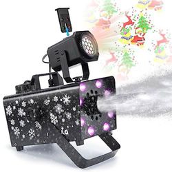 Hakuta Upgraded 800W Snow Machine with 8 LED RGB Lights, LED Projection, and 2 Wireless Remotes, Perfect for Christmas, Halloween,Parties, Wedding and