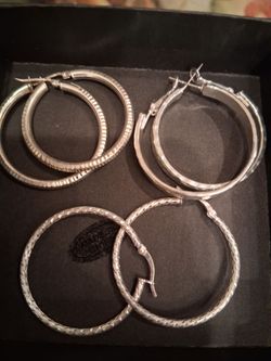 925 Sterling Silver Hoops Earrings
