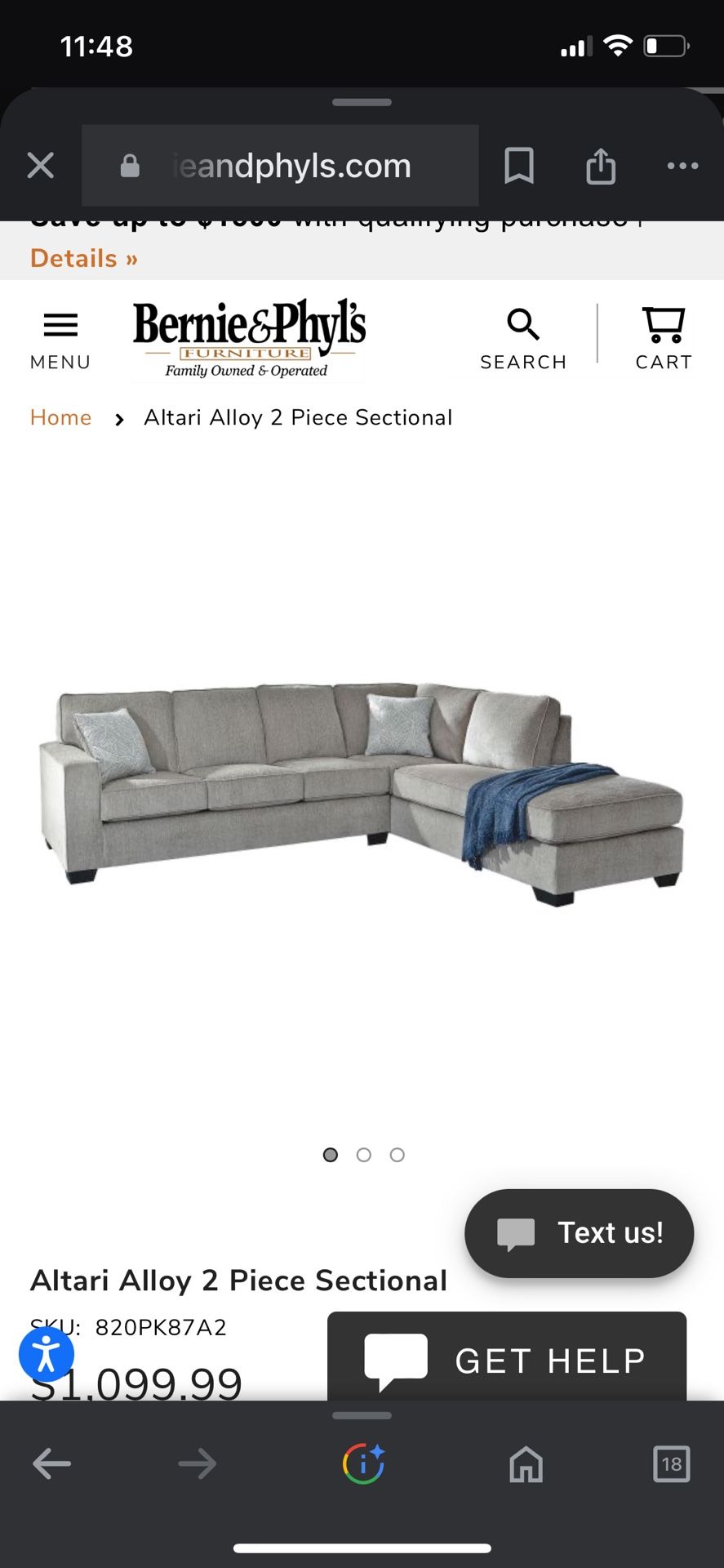 Like New 2 Piece Sectional 