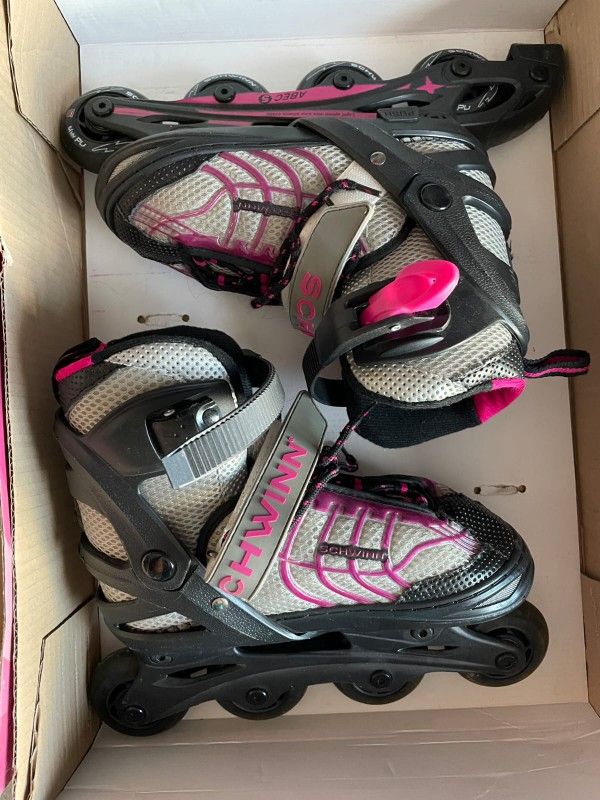 SCHWINN ABEC-5 Girls Youth Adjustable Size 1-4 Roller Blades InLine Skate Pink