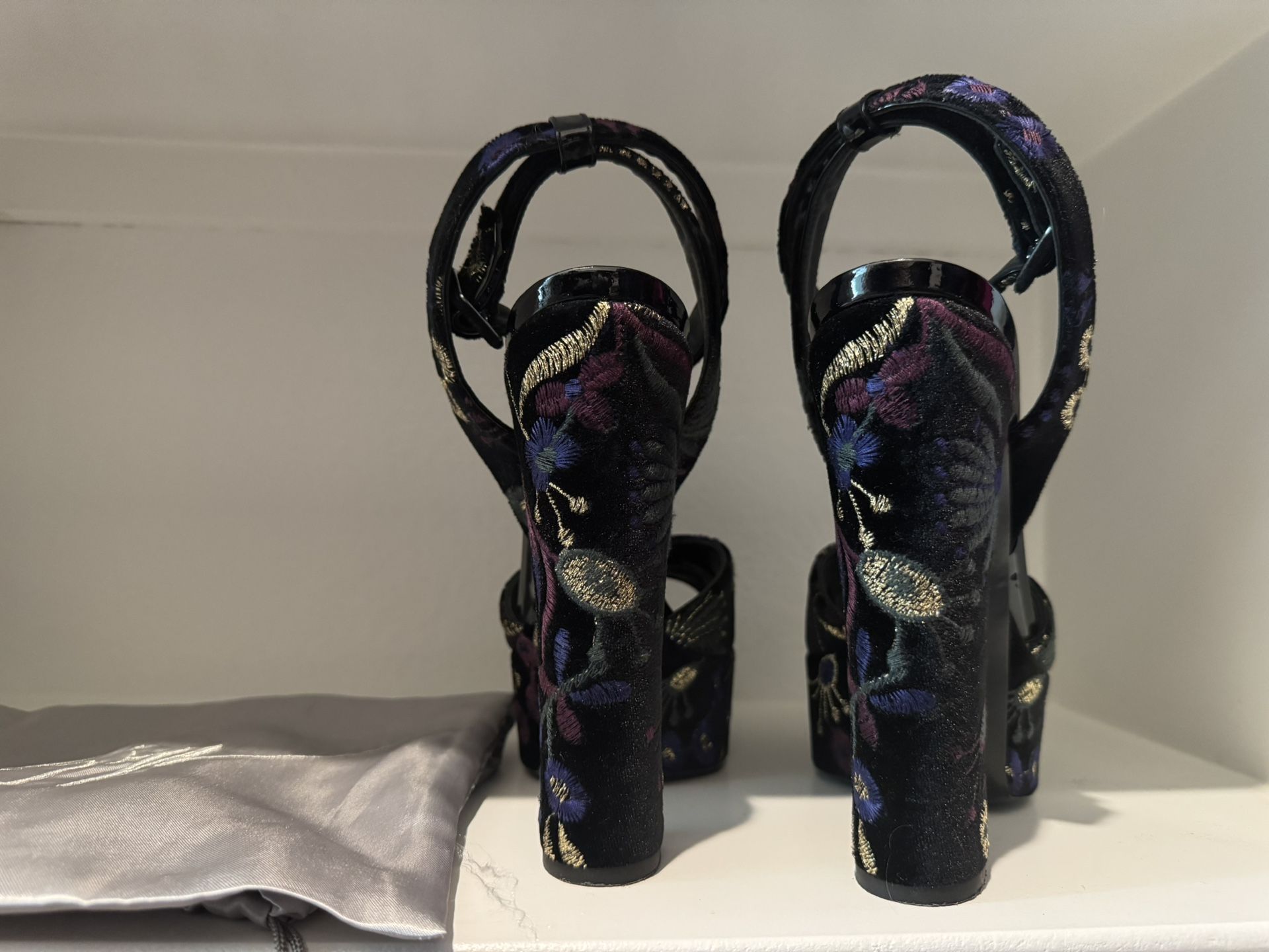 Giuseppe Zanotti Velvet Floral Pattern Heels