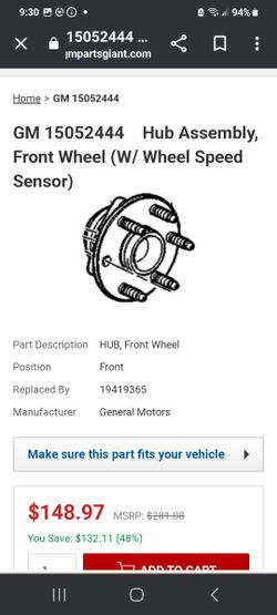 Front Wheel Hubs Gm Part 15 05 24 44