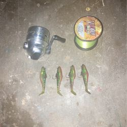 Fishing Reel And Line And Liters