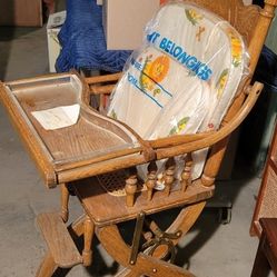 Antique High Chair Turns Into Stroller 