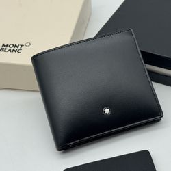 MONTBLANC MEISTERSTUCK BLACK LEATHER 4CC WALLET W/POCKET NEW 100% GENUINE ~$550
