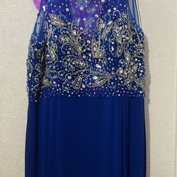 Plus Size Royal Blue Prom Gown