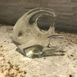 Clear Glass Fish. No Bones Here! 6”x7”. Like New
