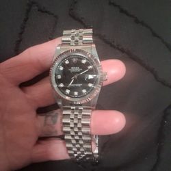 Bright Black Diamond-Set Dial, Jubilee, Oystersteel & White Gold