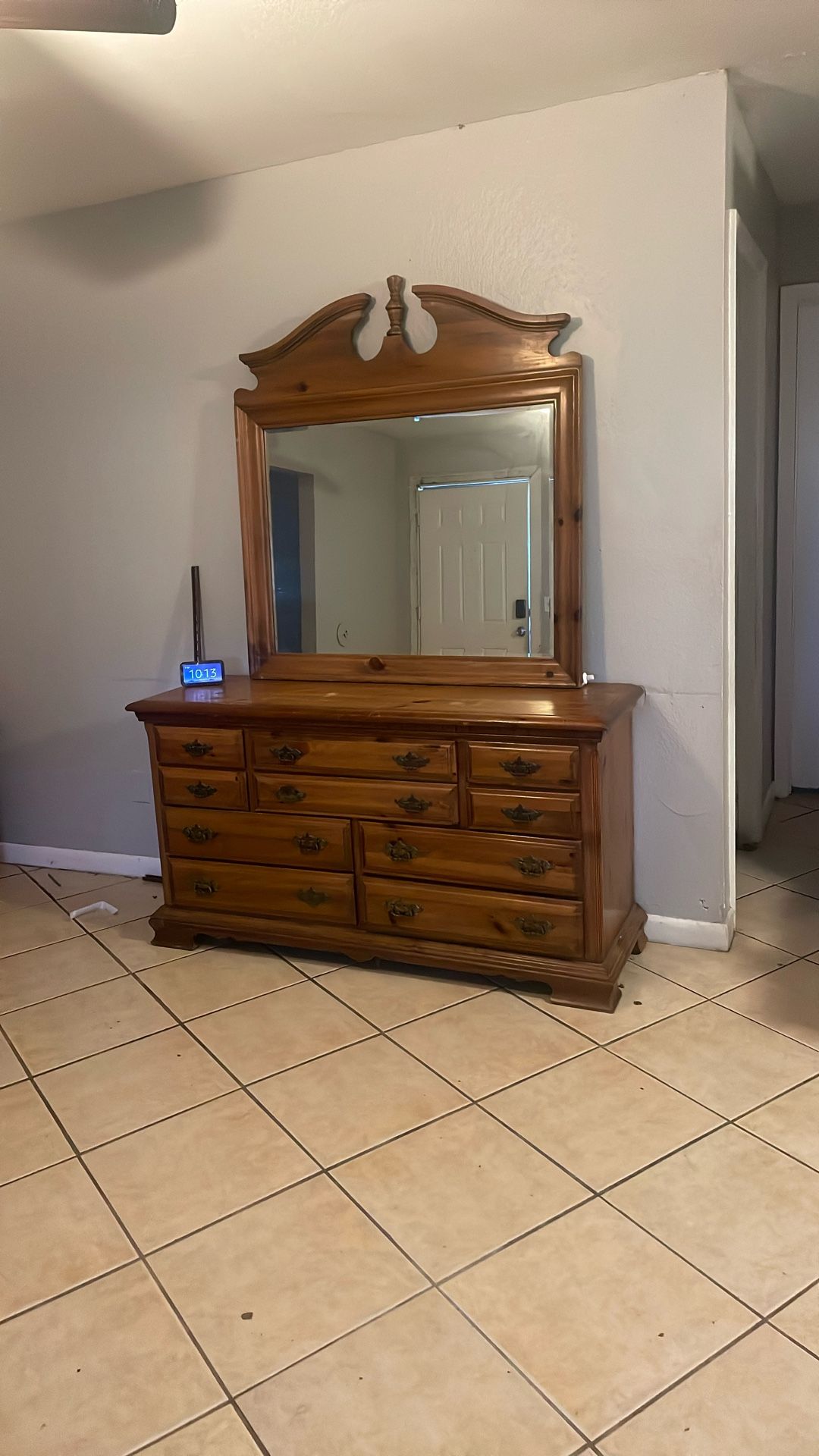 Wood Mirror And Dresser Together