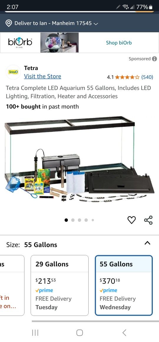55 Gal Aquarim Kit (Brand New In BOX) With 55 Gal Tank Stand, Matte Black