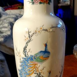 Beautiful Fine China Vase Peacock12"