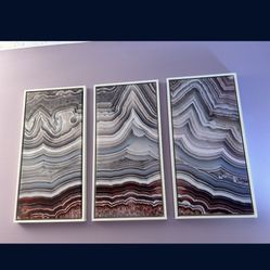 3 Framed Canvas Art - Purple Agate