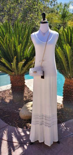 Long Sheer White Dress. Size S