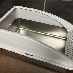 Stainless Steel Litter Box | XL Enclosed Cat Litter Boxes with Lid for Big Cats 