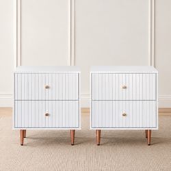 White 2-Drawer Nightstand Set of 2