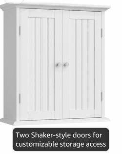 White Wall Cabinet with Two Shaker-Style Doors