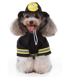 Firefighter Fireman Costume Small Dog Cat Cosplay  Apparel 