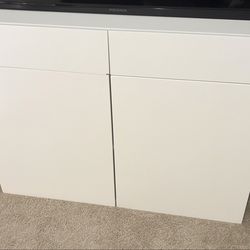 Crate & Barrel White Storage Cabinet – Drawers + Shelves