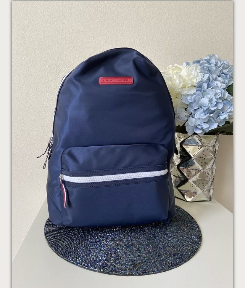 Tommy Hilfiger Nylon Backpack School Travel Bag Laptop Sleeve Navy Blue