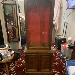 Curio Cabinet W/Glass Shelves Lights Up