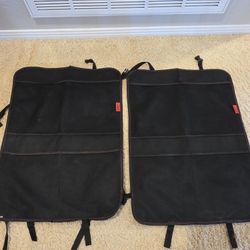 Lusso Gear Kick Mats (2 Pack) - Car Seat Back Protectors, Premium Waterproof Fabric w 4 Mesh Pockets