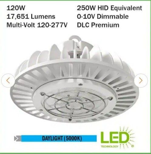 High Bay robust durable die-cast LED 10 In. 120W Light Fixture