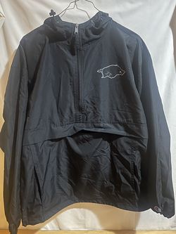 Champion Arkansas Razorbacks Windbreaker Jacket Men M Black Half Zip Hooded Used Good Condition $35 Meet Up In Irving @dfwgoods