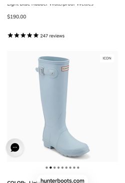 Hunter rain boots.