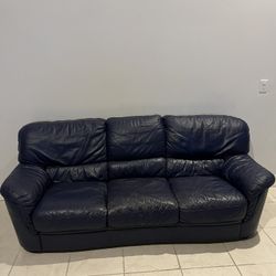3 Piece Blue NATUZZI LEATHER COUCHES 