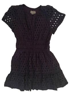 Navy Eyelet Mini Dress