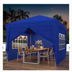 10x10 Pop Up Canopy Tent with 4 Removable Sidewalls & 2 Windows - Instant Setup Outdoor Gazebo, Waterproof Sun Shelter