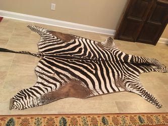 Authentic zebra hide rug
