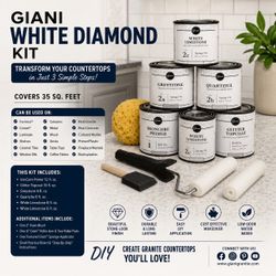 NEW Giani White Diamond Countertop Paint Kit – Covers 35 Sq. Ft.